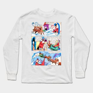 Santa Claus is in a hurry because he is late to deliver Christmas gifts Retro Vintage Comic Long Sleeve T-Shirt